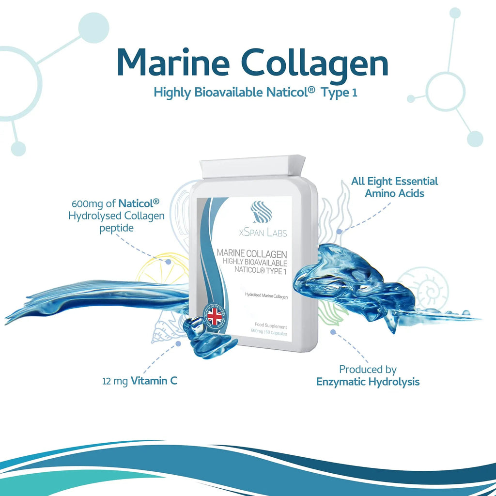 Marine Collagen 600mg 60 Capsules - Highly Bioavailable Naticol® Type 1 Xspan Labs Au supplements