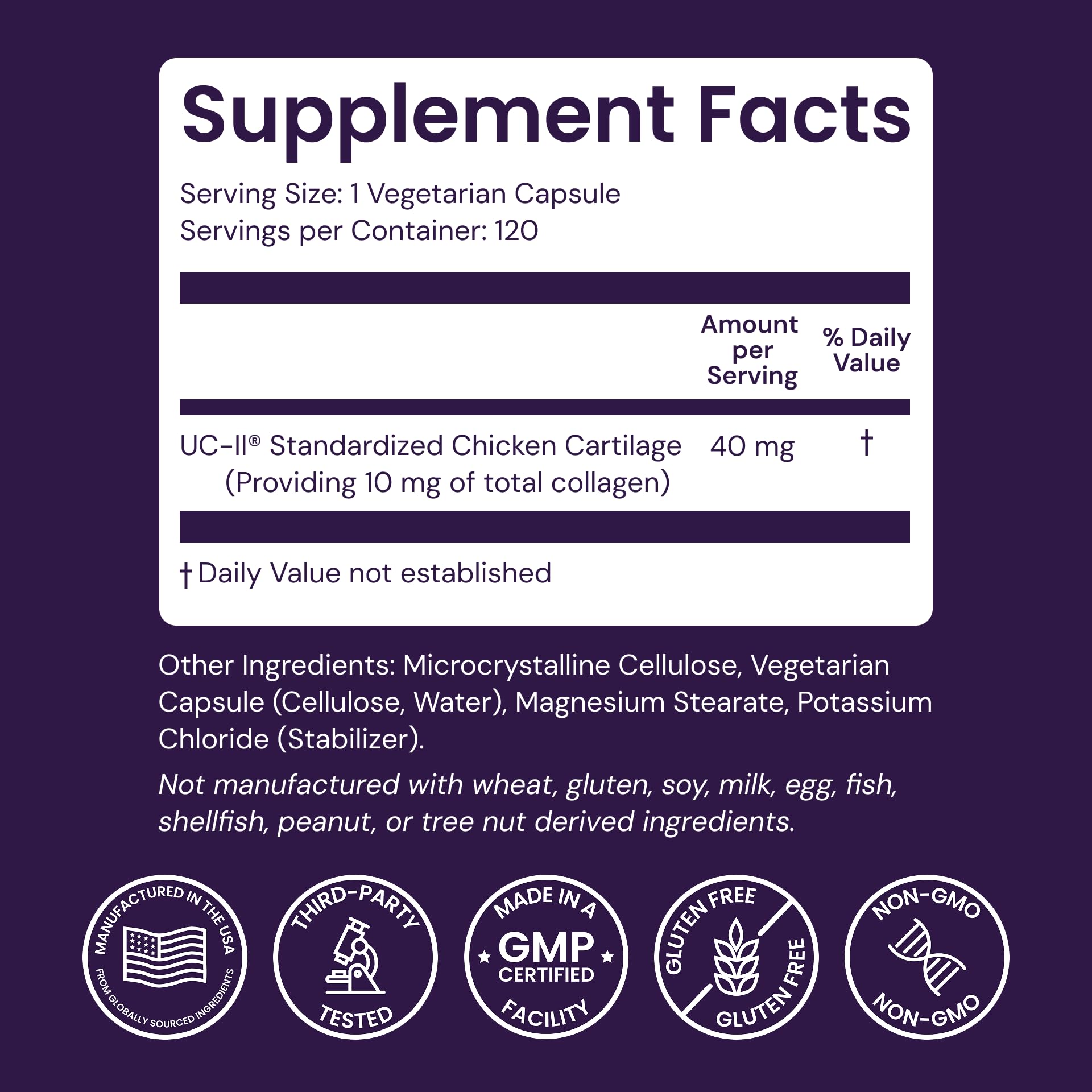Healthy Origins UC-II 40 mg (Undenatured Type II Collagen, Non-GMO, Gluten Free, Joint Support), 120 Veggie Caps Healthy Origins Au supplements