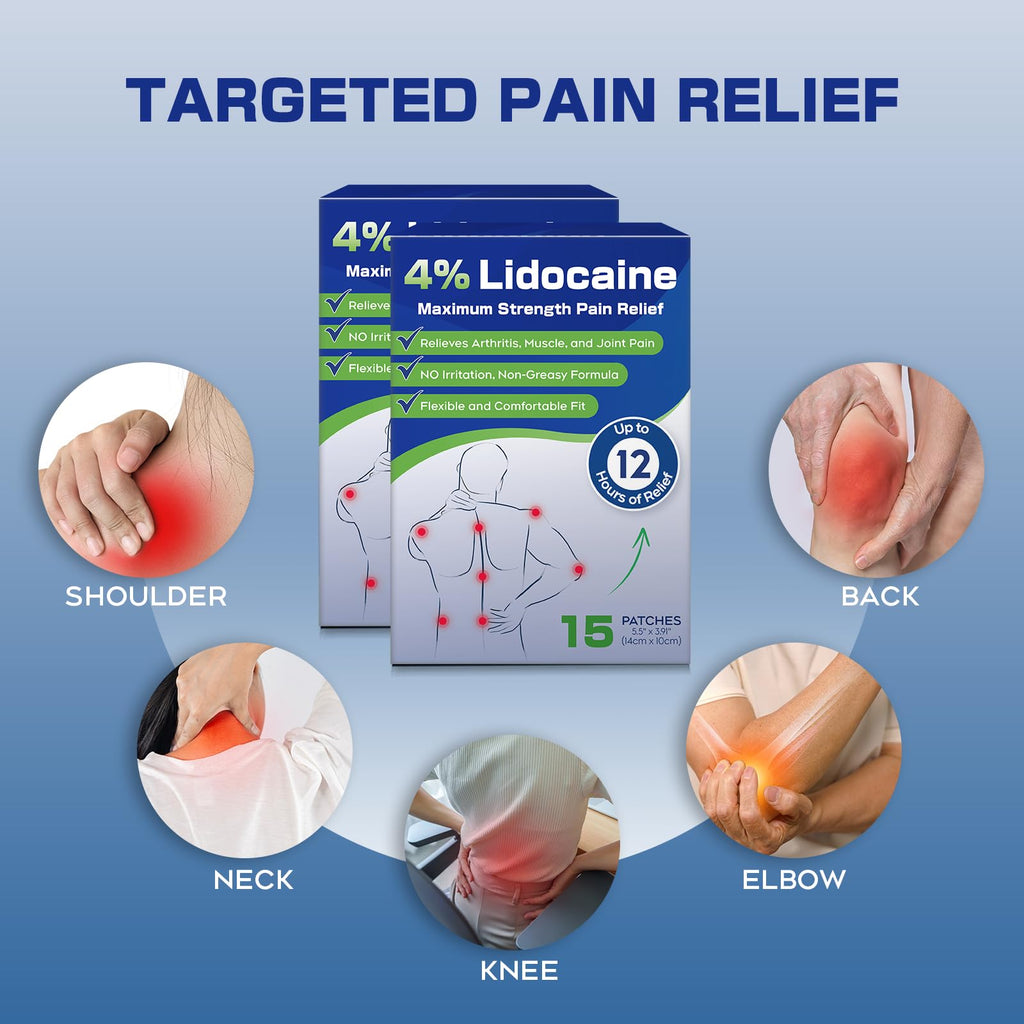 Uposiut 4% Lidocaine Pain Relief Patches 30 Count – Maximum Strength, 12 Hour Long Lasting, Flexible & Low Odor, for Back, Neck, Knee & Shoulder - 002AB Uposiut Au supplements