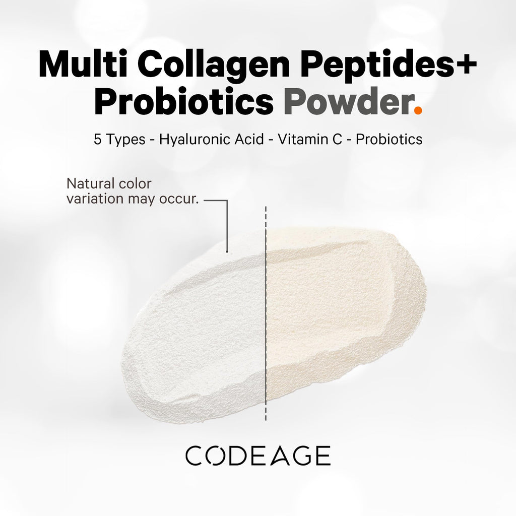 Codeage Multi Collagen Peptides Powder + Probiotics Black Edition, Vitamin C, Hyaluronic Acid Powder Supplement, Grass-Fed, Hydrolyzed, Zero Carbs, Type I, II, III, V & X, Unflavored, 10.58oz Codeage Au supplements