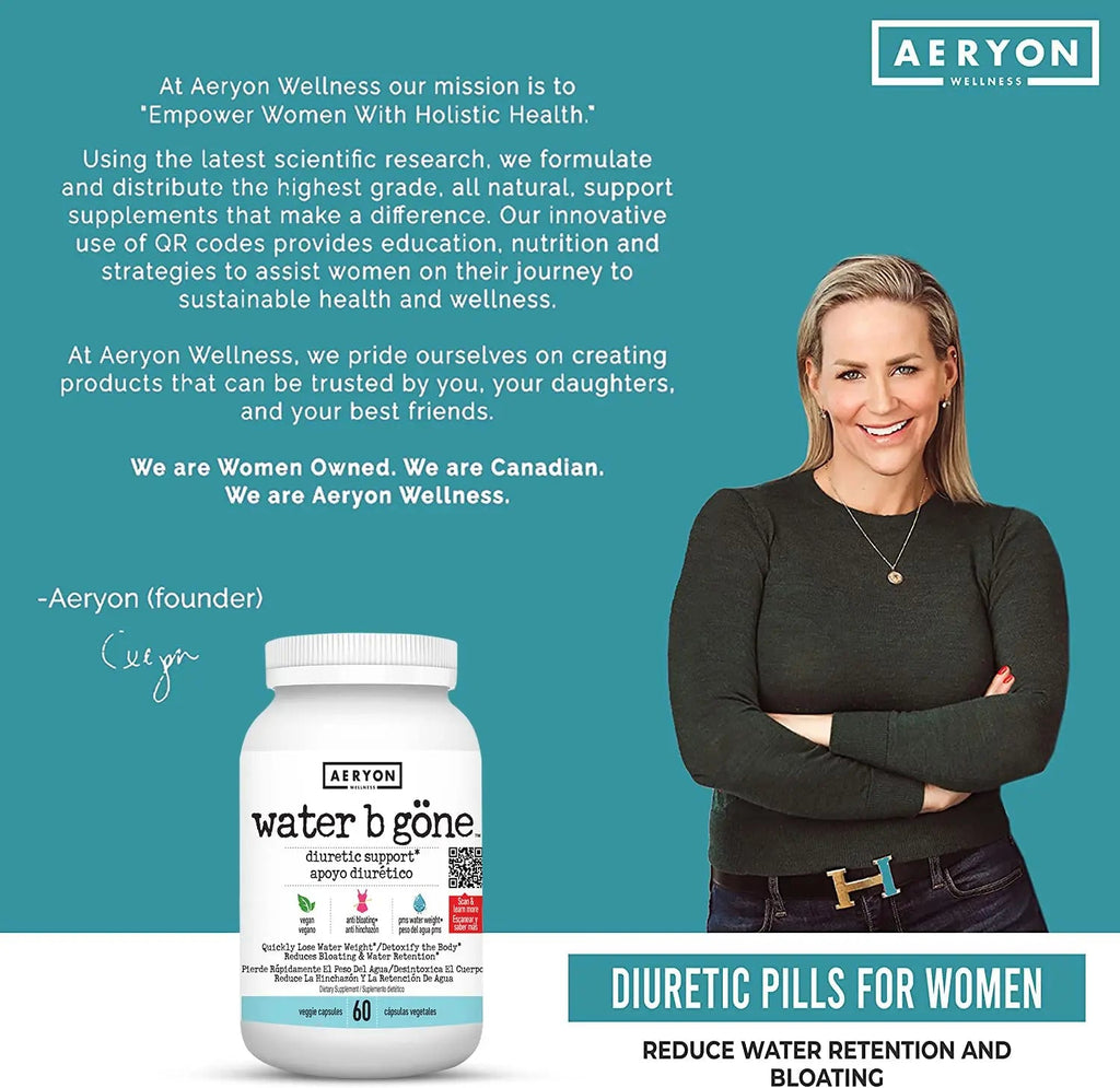 Water B Gone – Diuretic Pills for Women – Reduce Water Retention and Bloating – Find PMS Aeryon Ashlie Wellness Au supplements