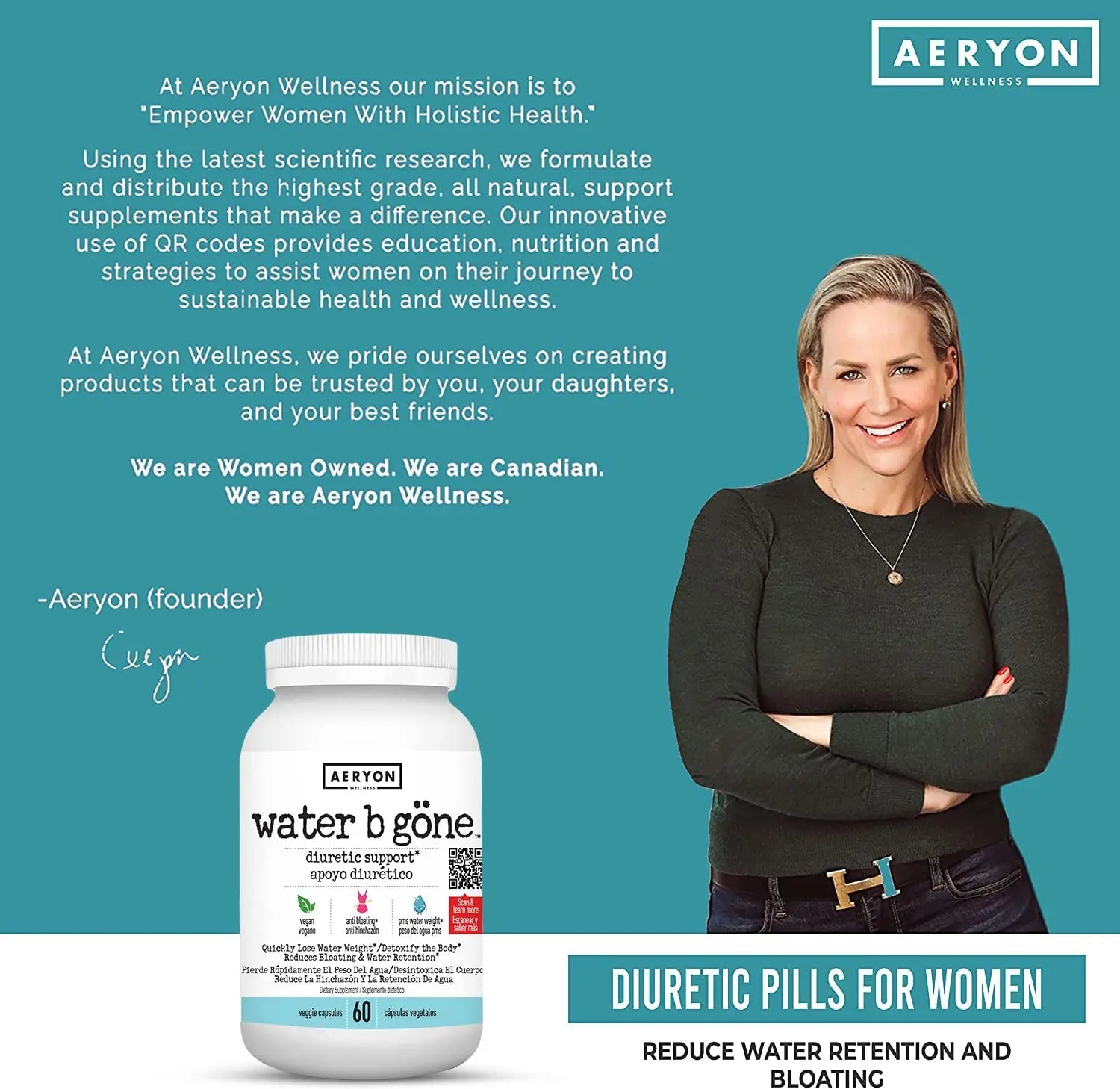 Water B Gone – Diuretic Pills for Women – Reduce Water Retention and Bloating – Find PMS Aeryon Ashlie Wellness Au supplements