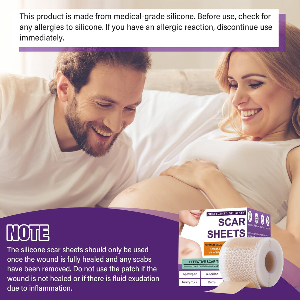 Silicone Scar Sheets,Silicone Scar Tape,Silicone Scar Removal Strips for Surgical,C-Section,Tummy Tuck,Keloid Scars