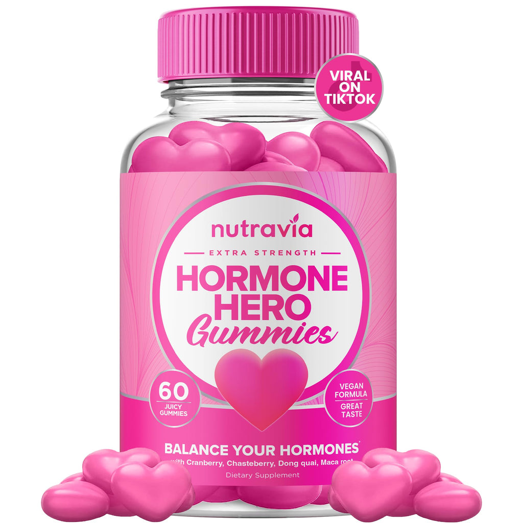 Hormone Balance For Women Gummies + PMS Relief Supplement - Supports Mood Swings, Clear Skin, Reduced Cramps and Bloating - Hormonal PMS Gummies PCOS Vitamin with Cranberry, Dong Quai (60 Gummies) Nutravia Au supplements