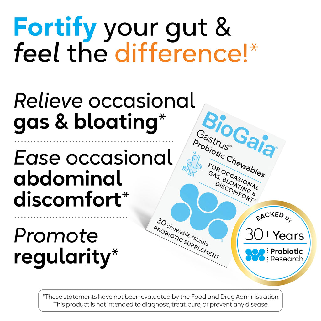 BioGaia Gastrus Gut Health Probiotic | Eases Abdominal Discomfort, Gas & Bloating | Promotes Regularity & a Healthy Gut | Contributes to a Balanced Microbiome | Backed by 30 Years of Research BioGaia Au supplements