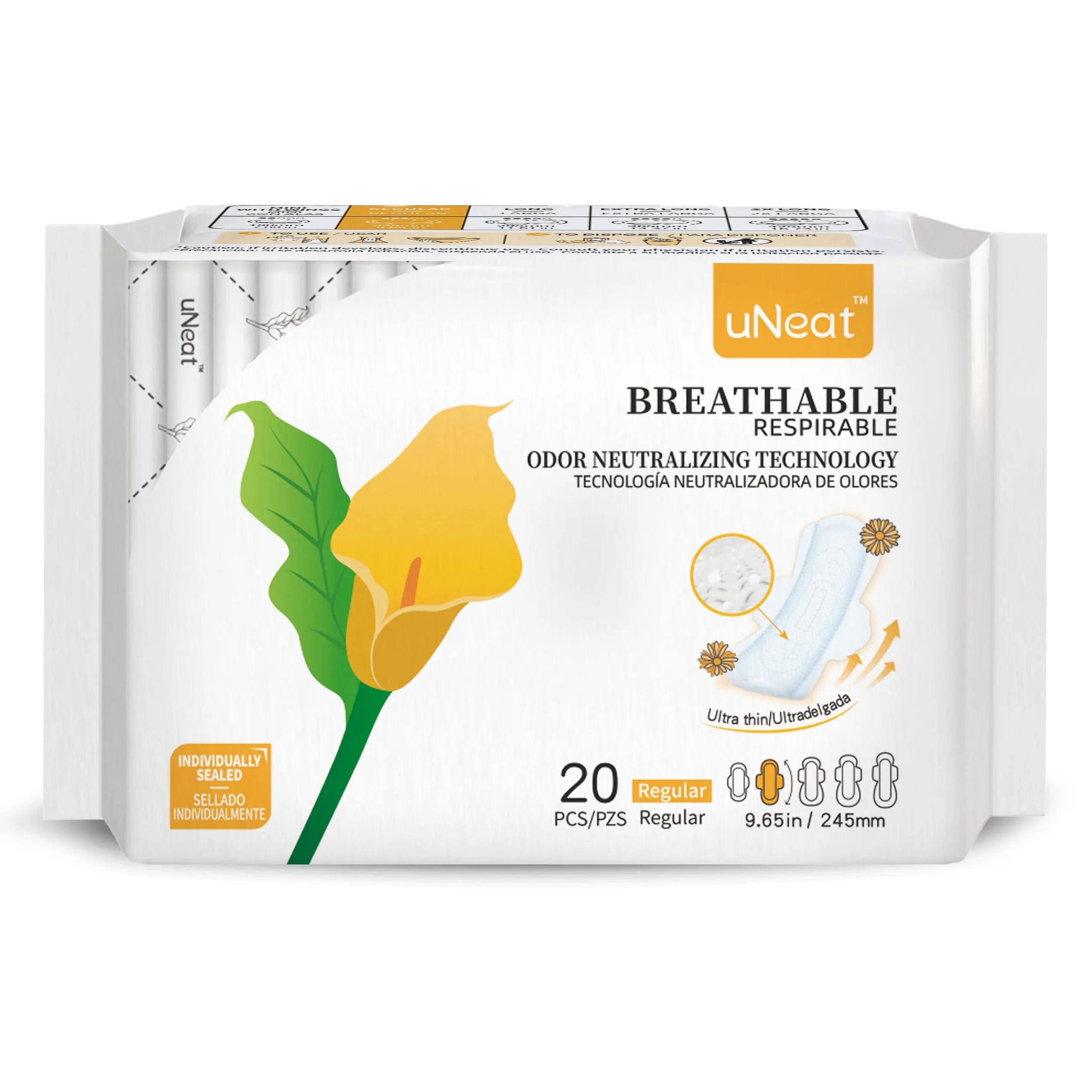 uNeat Regular with Wings Ultra-Thin Sanitary Pads for Women and Teen, Unscented, Eliminates Odor uNeat Au supplements