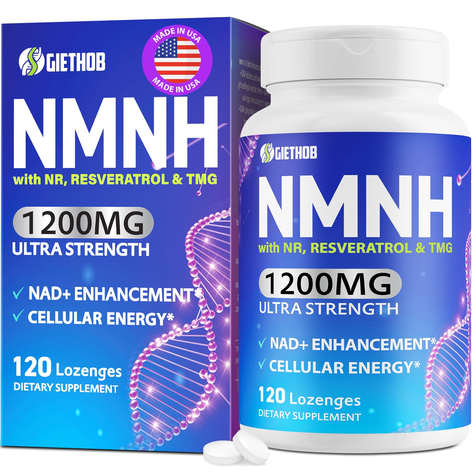 Wriayrui Sublingual NMNH (Dihydronicotinamide Mononucleotide), NMN Supplement Alternative, NAD+ Levels as We Age, Anti-Aging, Energy, NAD Resveratrol Supplement with w/NR, Resveratrol & TMG 120 Count Wriayrui Au supplements