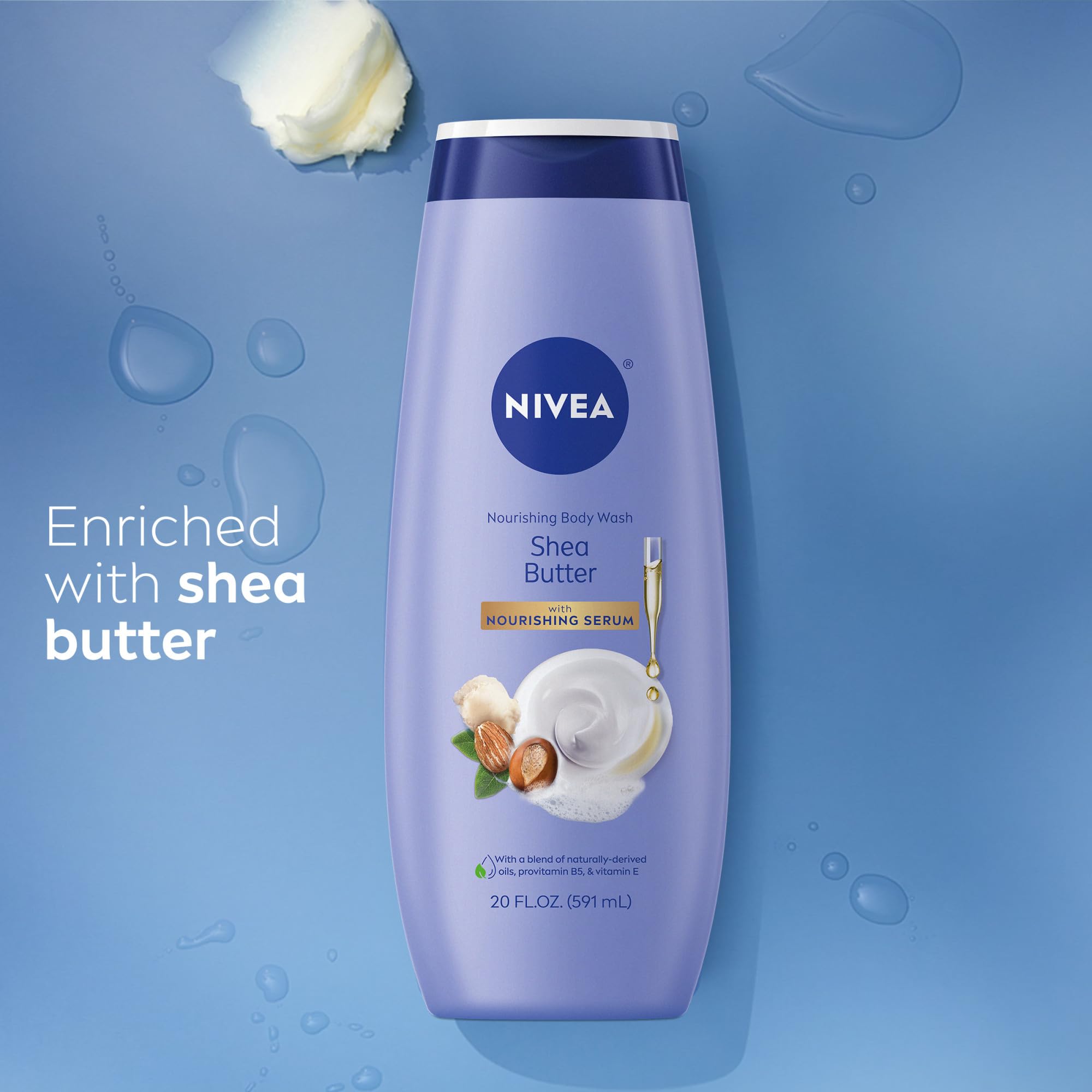 NIVEA Nourishing Shea Butter Body Wash with Nourishing Serum, Moisturizing Body Wash for Women