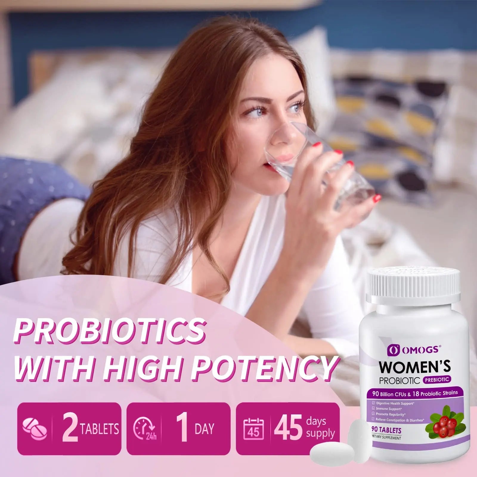 OMOGS Women's Probiotic,with Cranberry Extract and Organic Prebiotics,90 Billion CFUs OMOGS Au supplements