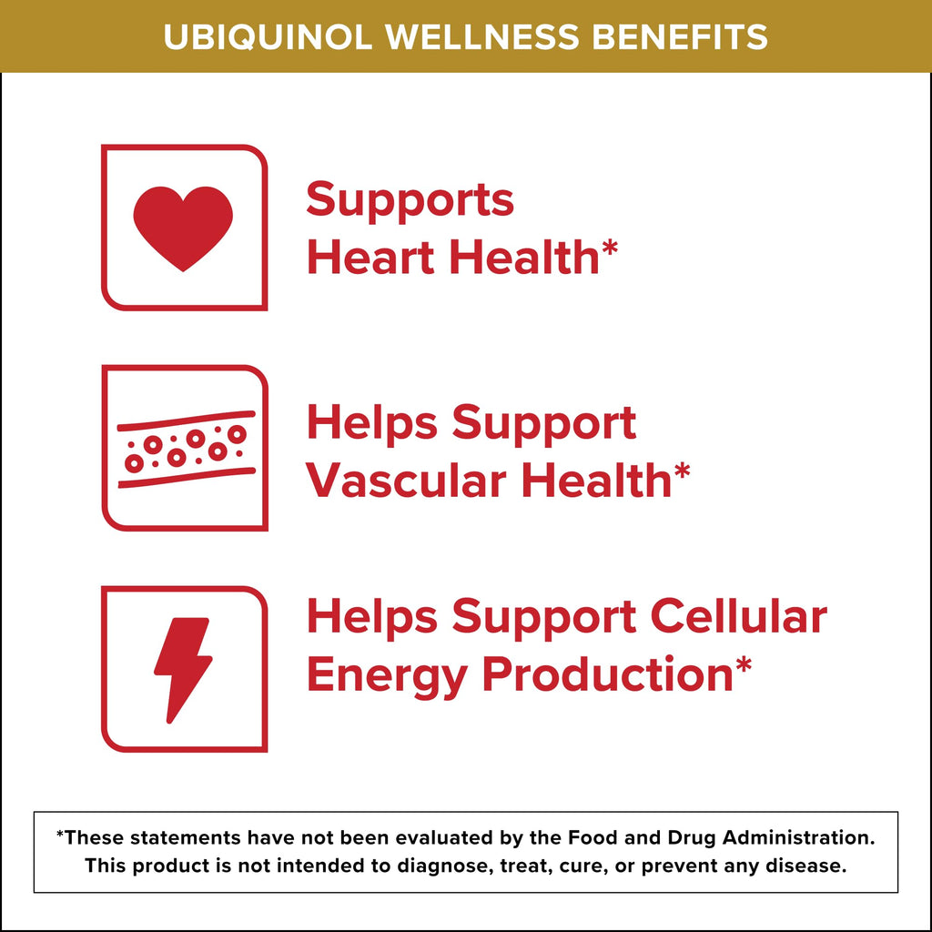 Qunol 200mg Ubiquinol, Powerful Antioxidant for Heart and Vascular Health, Essential for energy production, Natural Supplement Active Form of CoQ10, 60 Count