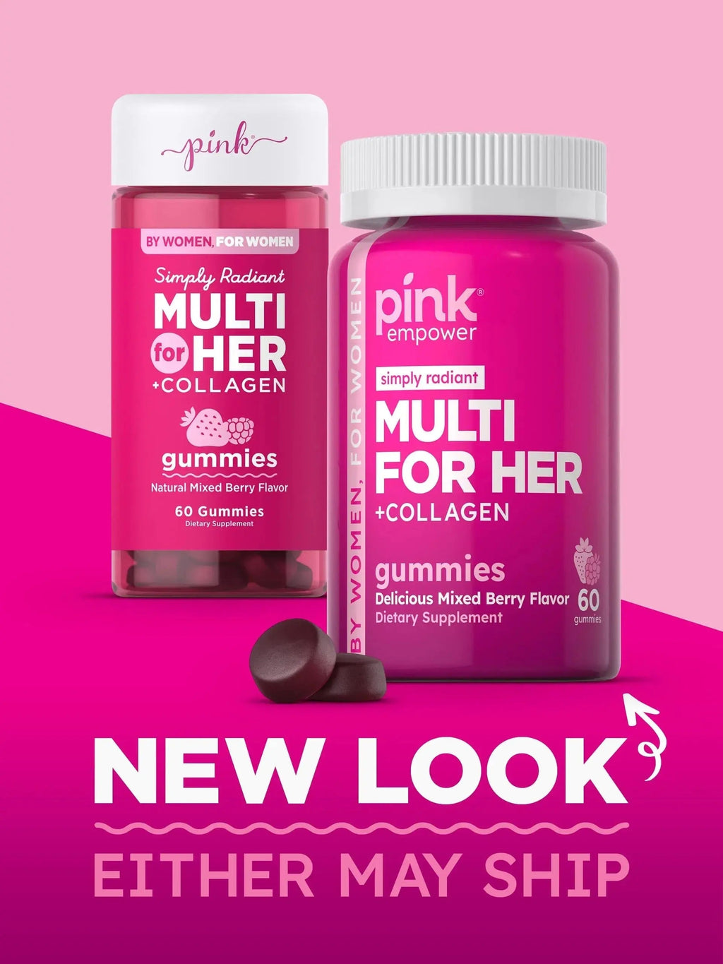 PINK Multivitamin Gummies for Women | Non-GMO & Gluten Free | Plus Collagen & Biotin | Mixed Berry Flavor PINK Au supplements