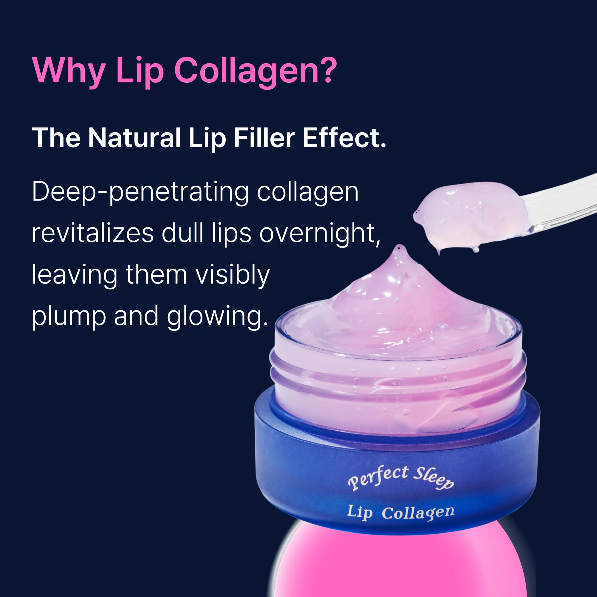 Perfect Sleep Lip Collagen 0.50fl.oz, Intensive Collagen Lip Sleeping Mask Infused with Peptides, Rice Protein & Willow Bark Extract