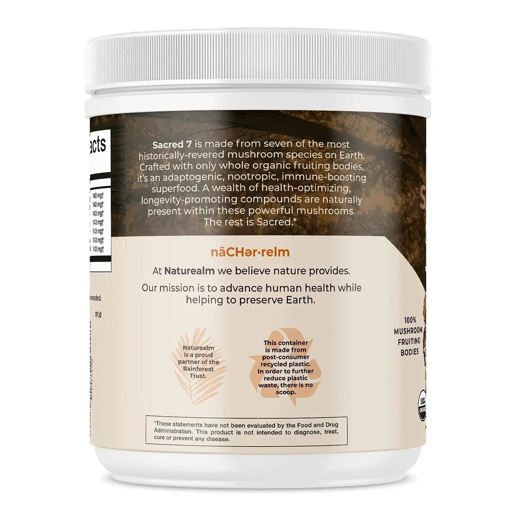 Naturealm Sacred 7 Mushroom Extract Powder - USDA Organic - Lion's Mane, Reishi Naturealm Au supplements