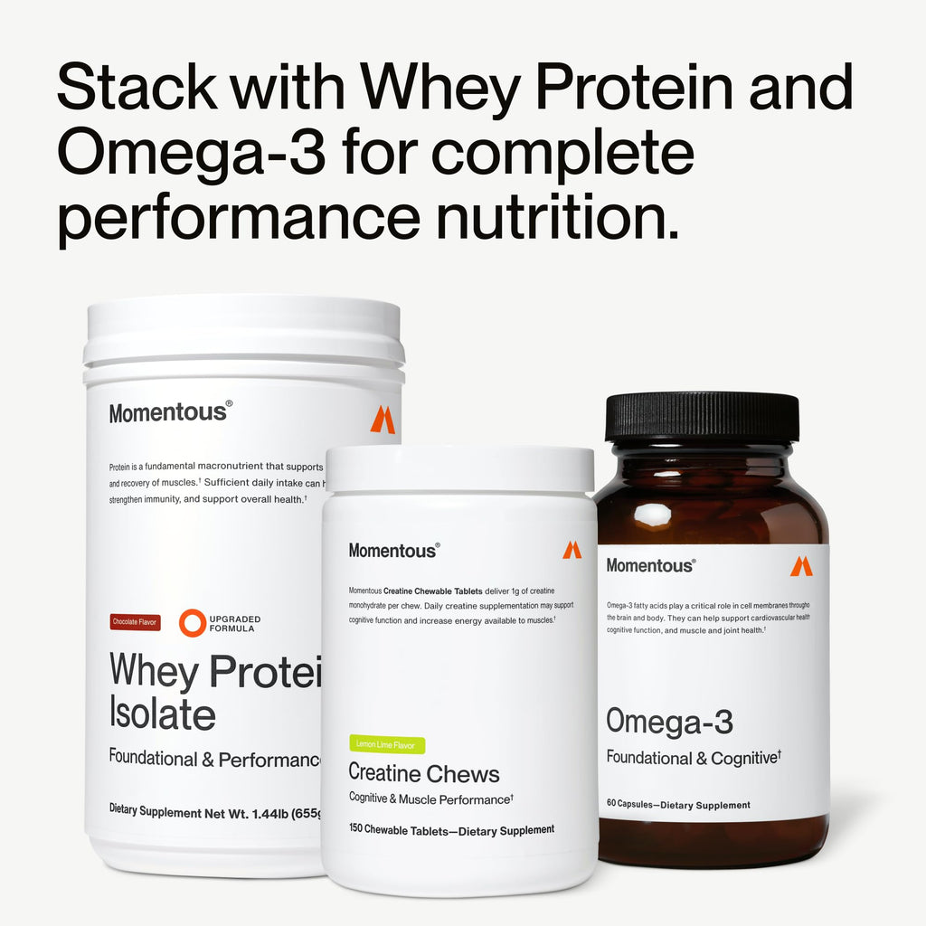 Momentous Creatine Chews - Creatine Monohydrate - Supports Strength, Lean Muscle, & Recovery for Men & Women - NSF Certified for Sport - 150 Chewable Tablets - Lemon Lime