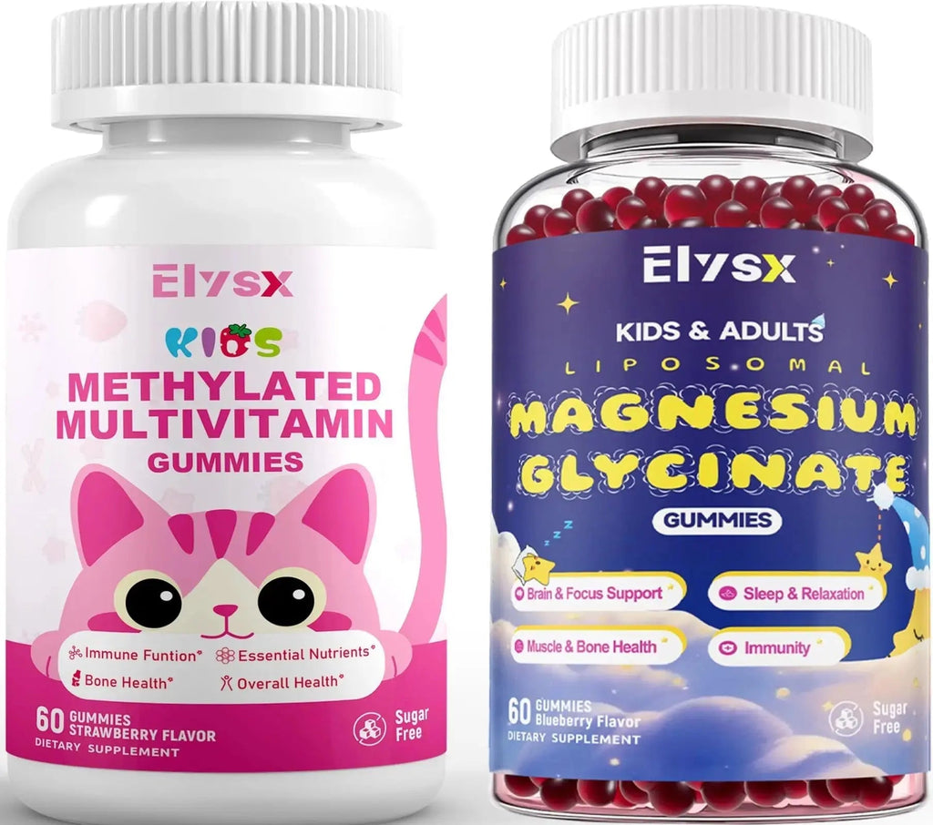 Elysx Kids Methylated Multivitamin Chewable & Liposomal Magnesium Glycinate 400mg Gummies, Immune & Brain, Muscle & Relax Elysx Au supplements