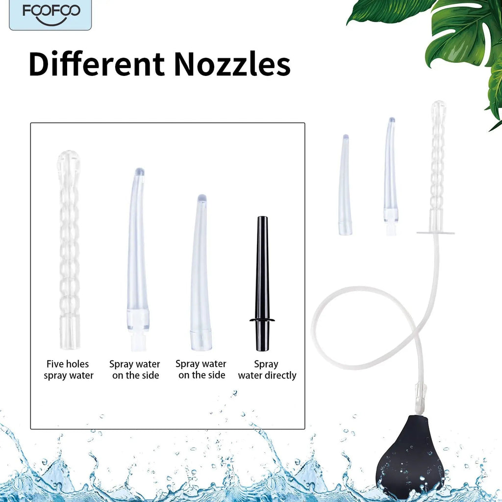 Enema Bulb 7.6oz Douche Enema Kit Includes 4 Nozzles for Women & Men Black with Storage Bag FOOFOO Au supplements