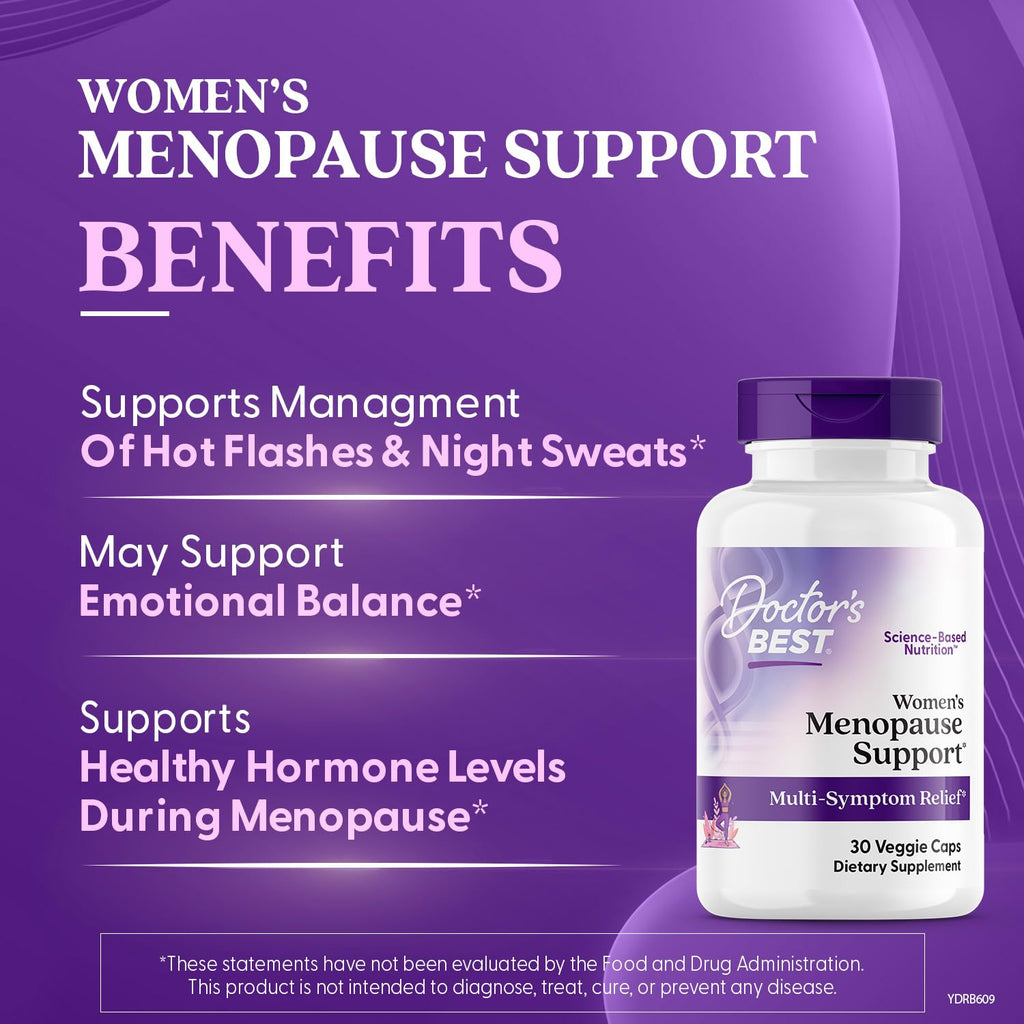 Doctors Best Womens Menopause Support (Soy Isoflavone, Black Cohosh, Chaste Tree), Multi-Symptom Relief, Non-GMO, Gluten Free, Vegan 30 Veggie Caps Doctor's BEST Au supplements