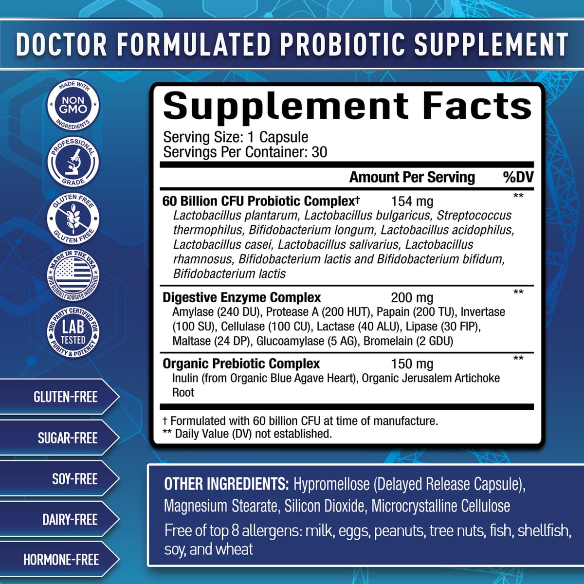 Purely Optimal Probiotics for Digestive Health, 60 Billion CFU – Delayed-Release with Digestive Enzymes & Organic Prebiotics – Bloating, Immune & Energy Support, 30 Caps Purely Optimal Au supplements