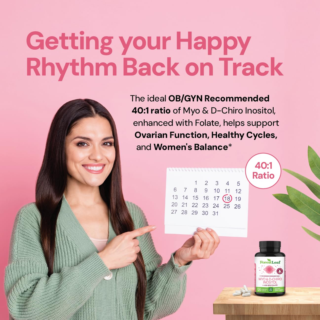 Myo-Inositol & D-Chiro Inositol Supplement for Women's Health | Fertility Supplements Women | Inositol 40:1 Ratio Support Ovarian Function & Healthy Hormone Balance Women | 2050mg | 120 Powder Caps ForestLeaf Au supplements