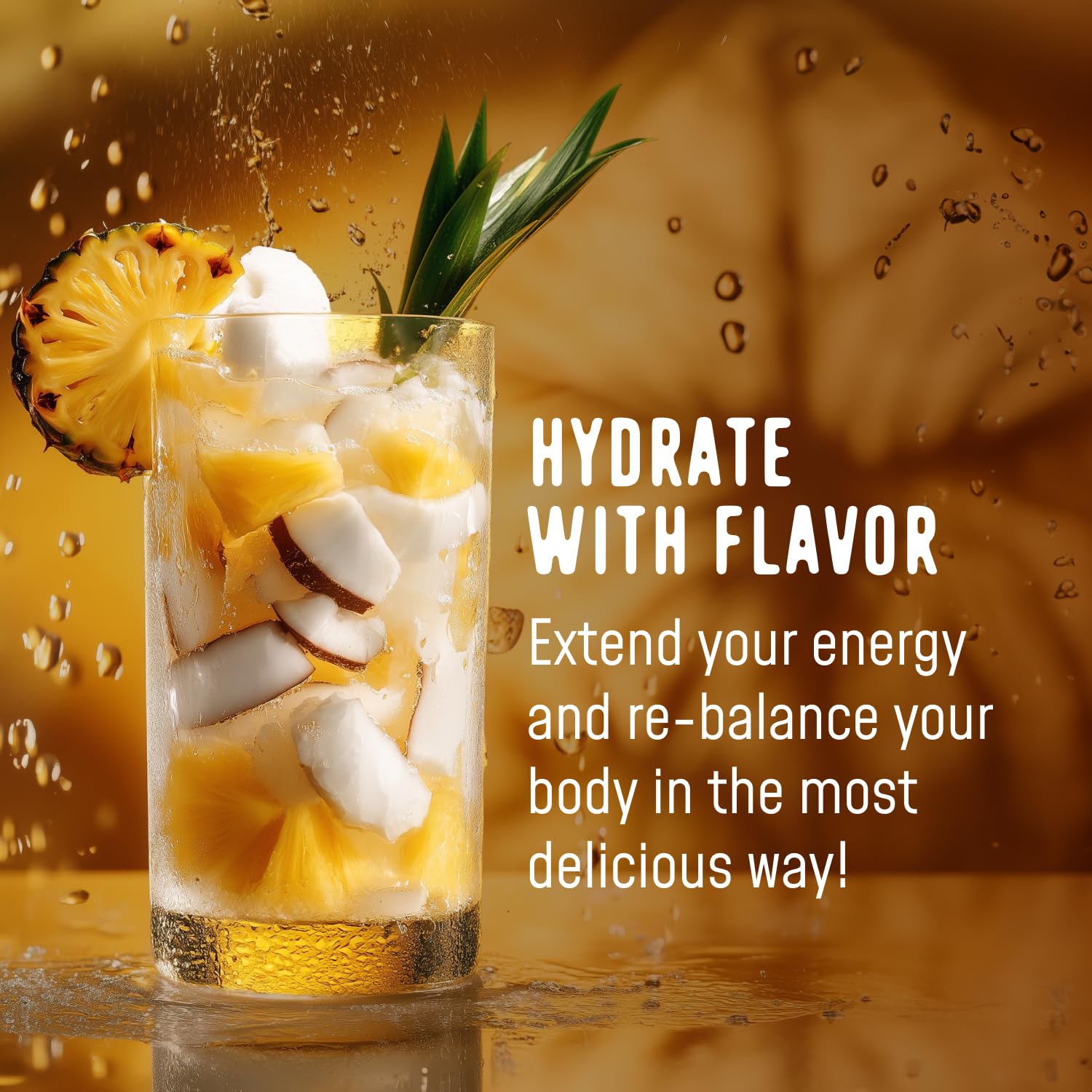 FlavCity Pineapple Coconut Electrolytes Powder Packets - 28 Hydration Packets - No Added Sugar - Hydration Powder with Real Fruit & Unrefined Sea Salt