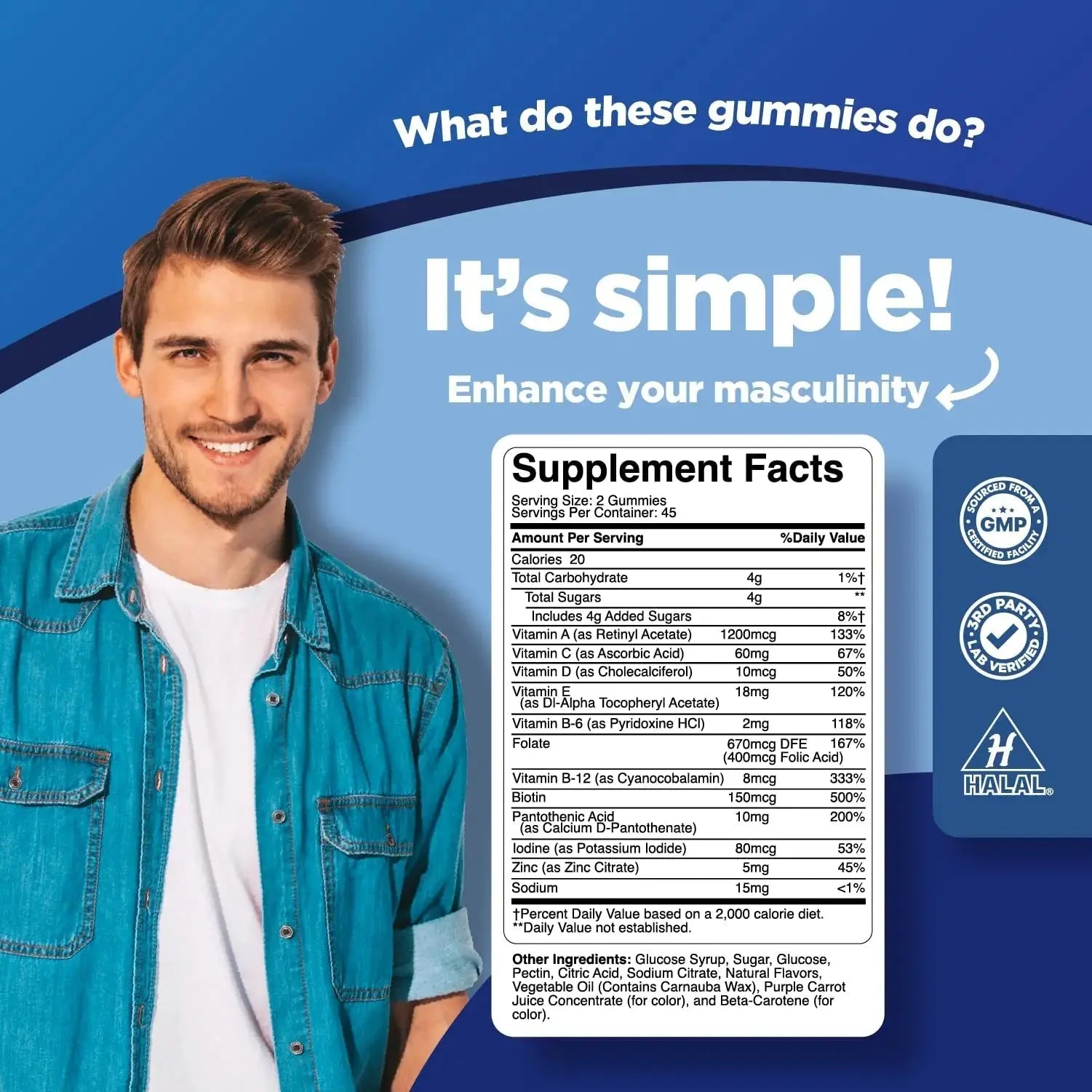 Phytoral Natural Multivitamin for Men Gummies with Zinc - Vitamin D C A & Biotin B6 B12 Full Health Supplement Phytoral Au supplements