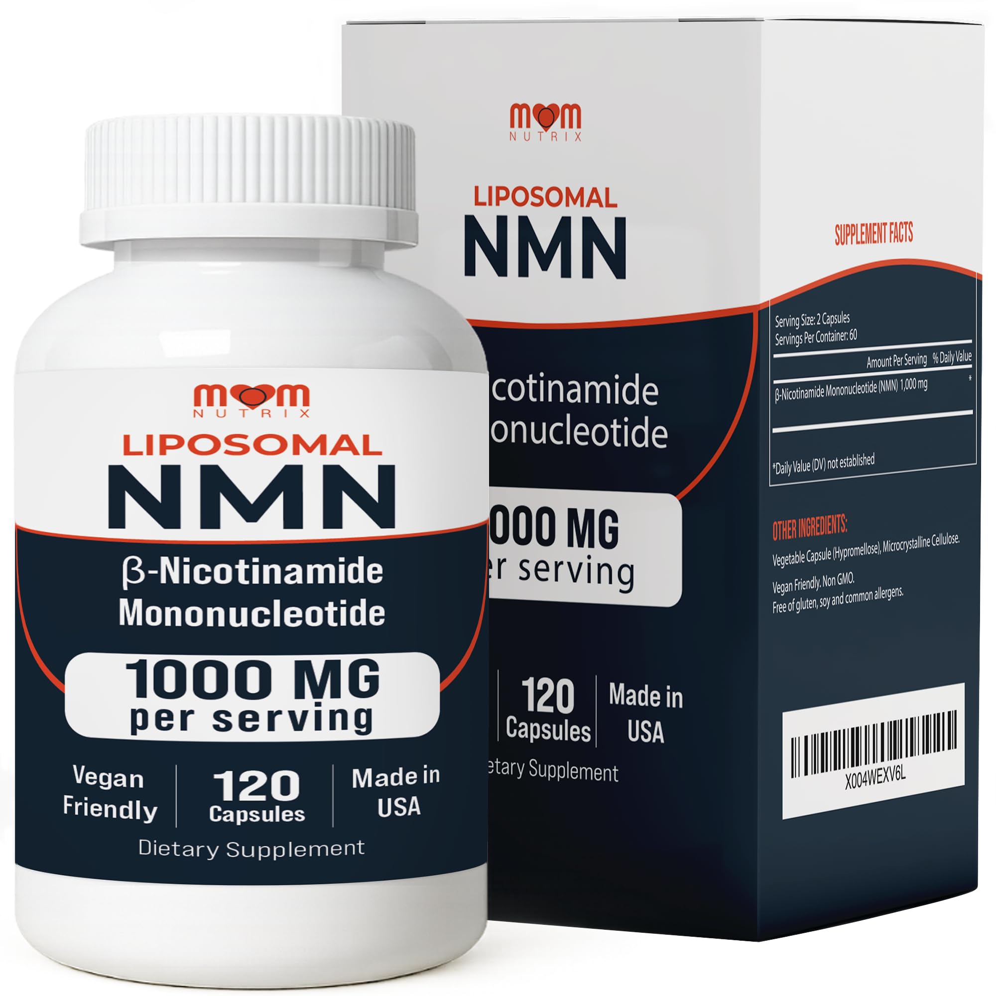 NMN Supplement 1000 mg Pure Nicotinamide Mononucleotide - NAD Precursor for Energy, Cellular Renewal & Longevity Support - Mitochondrial Support 120 Capsules - Vegan, Non GMO, Gluten Free MOM NUTRIX Au supplements