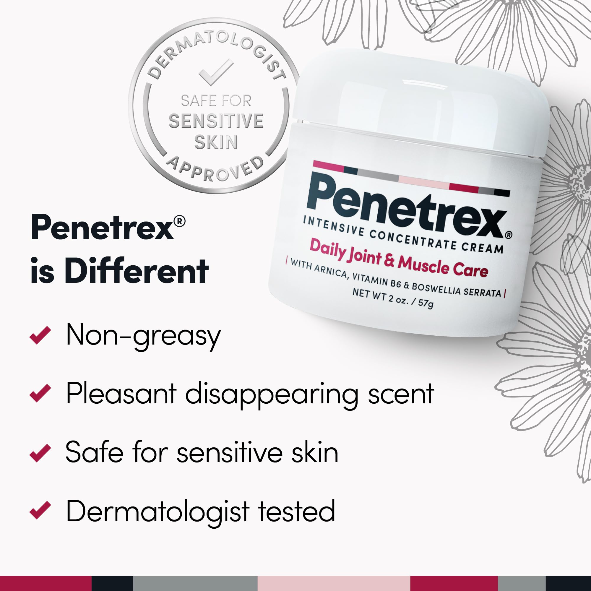 Penetrex Daily Joint & Muscle Care Cream – Soothing Botanical Formula with Arnica, Vitamin B6 & MSM – Lightweight Fast-Absorbing Cream for Everyday Movement - Non-Greasy - Light Scent- 2 oz Penetrex Au supplements