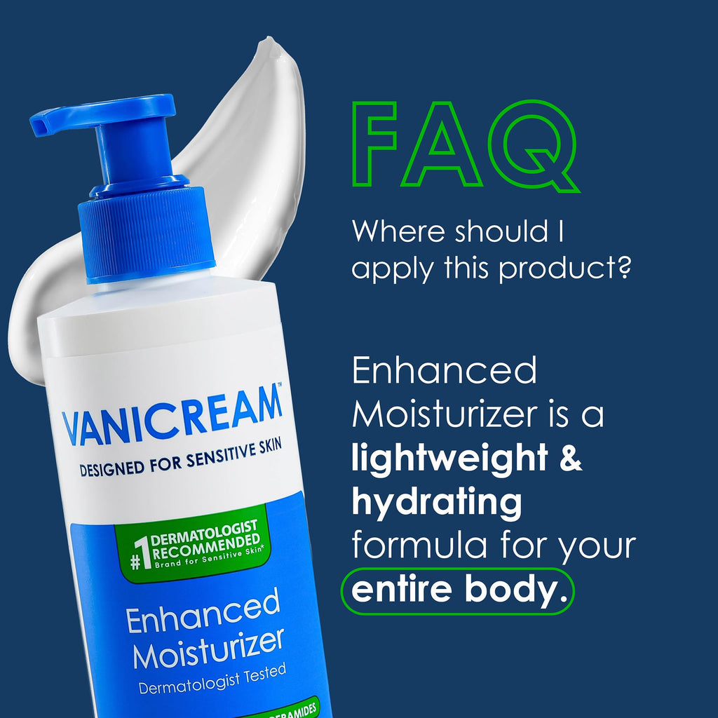 Vanicream Enhanced Moisturizer, 12 fl oz, Formulated without Common Irritants, Body Moisturizer, All-Day Hydration with Hyaluronic Acid