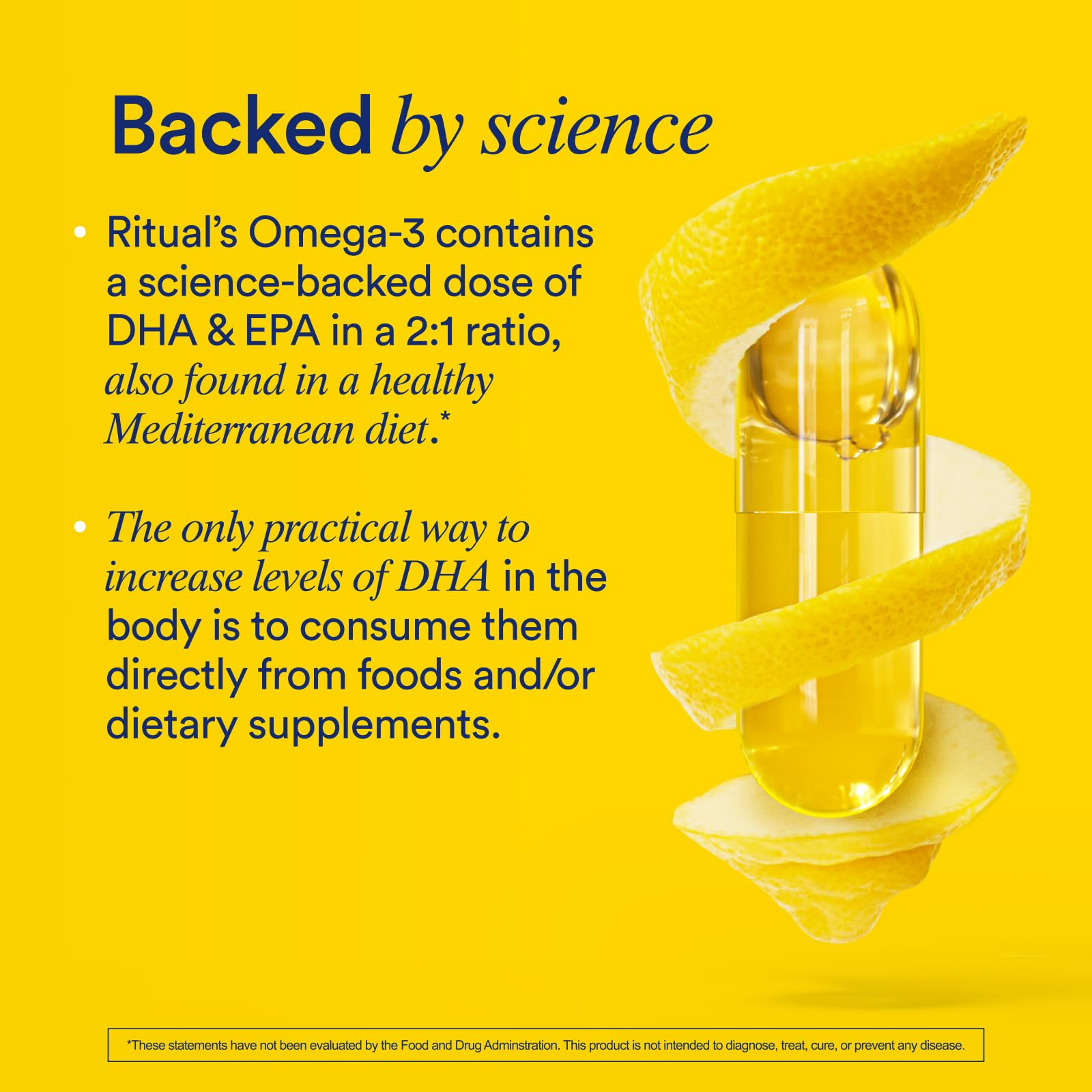 Ritual Vegan Omega 3 Supplement - Science-Backed Dose of DHA and EPA - Bioavailable Omega-3 from Algae Oil - Brain, Heart, and Eye Health Support