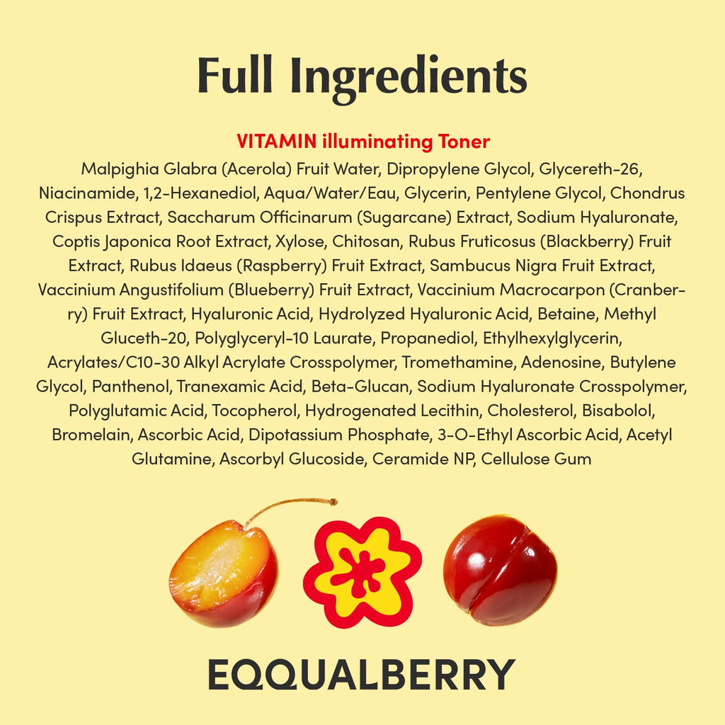 EQQUALBERRY Vitamin Illuminating Toner - Brightening Vitamin C & Niacinamide 3%