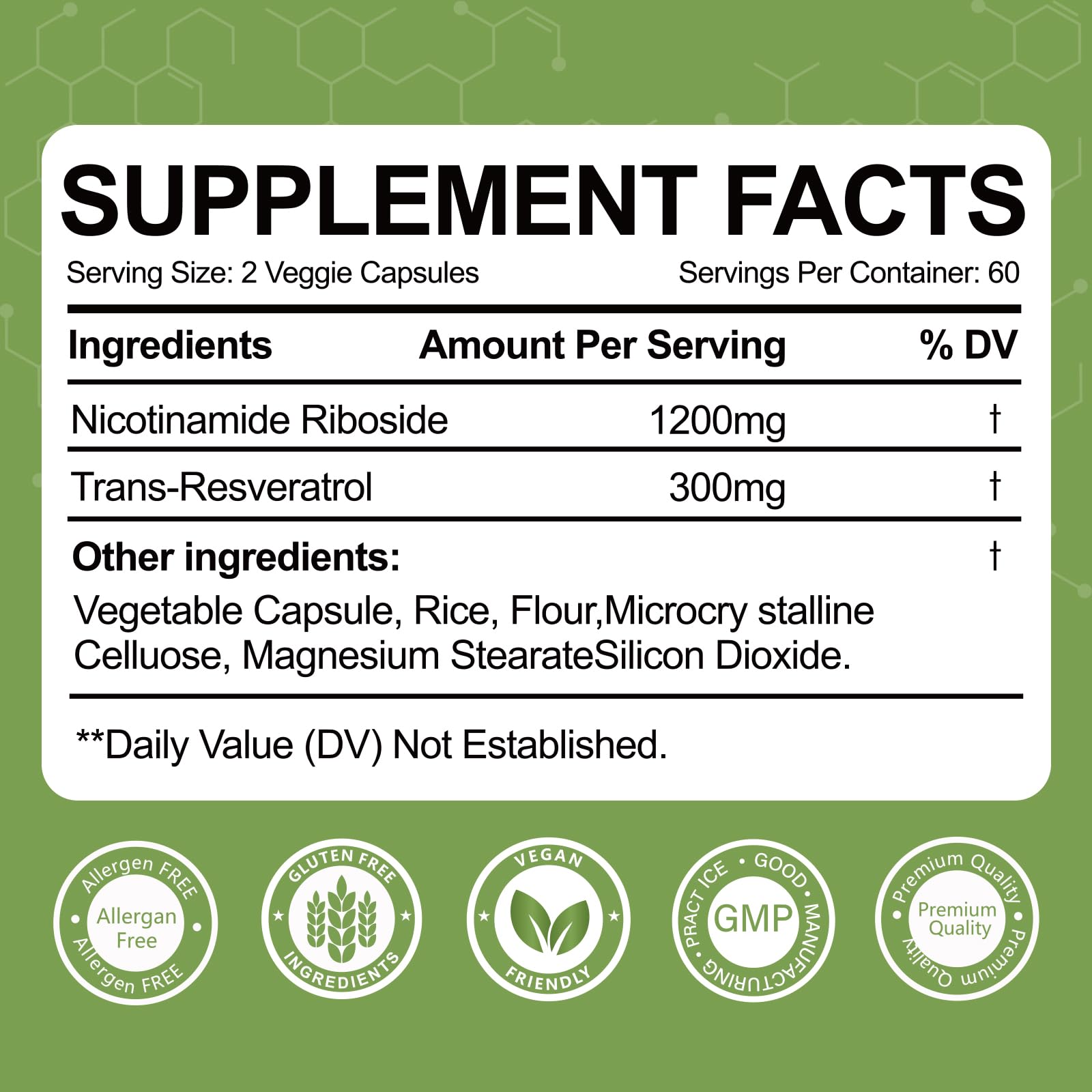 Yalei NAD Resveratrol Supplement 1500mg,120 Veggie Capsules | Liposomal NAD Plus Boosting | Support Cellular Health, Stamina & Healthy Aging for Women & Men | Non-GMO Yalei Au supplements