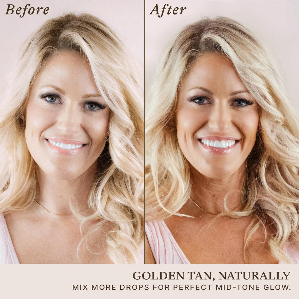 Self Tanning Drops - USA Made with Natural & Organic Ingredients, Medium Face Tanning Drops to Add to Lotion