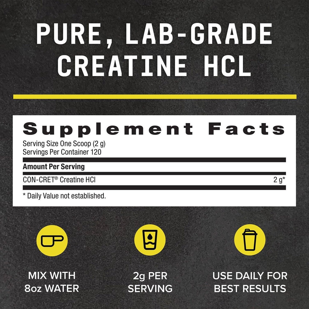 BEYOND RAW Science-Backed Creatine HCl Powder, Lab Grade, for Muscle Strength and Growth, Energy Production, Athletic Performance, Cognitive Support,