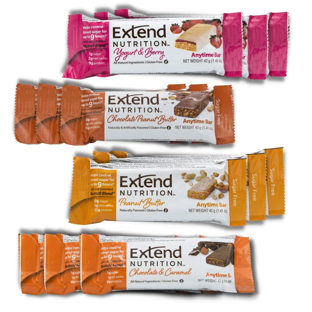 Extend Nutrition Diabetic Snacks for Sugar Control, Low Carb, Low Sugar, Low Calorie Snacks Extend Bar Au supplements