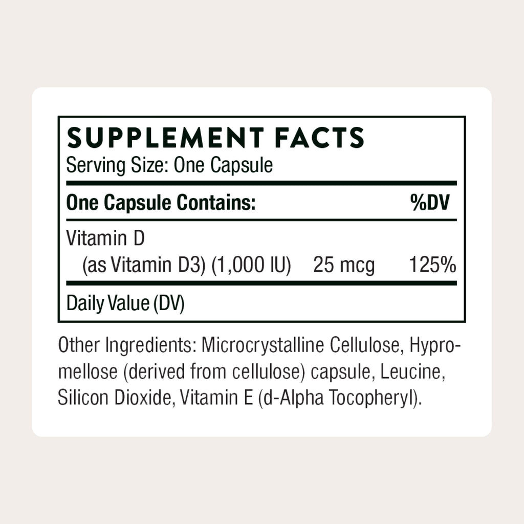 THORNE - Vitamin D3 Supplement - Supports Healthy Bones, Teeth, Muscles, Cardiovascular & Immune Function* - Gluten, Dairy & Soy-Free - 1,000 IU - 90 Servings THORNE Au supplements