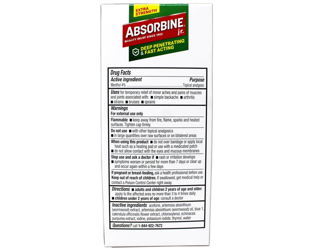 ABSORBINE JR. Extra Strength Pain Relieving Liquid, for Muscle, Joints, Arthritis Pain, with No-Mess Applicator, 4 Oz (Pack of 3) ABSORBINE JR. Au supplements