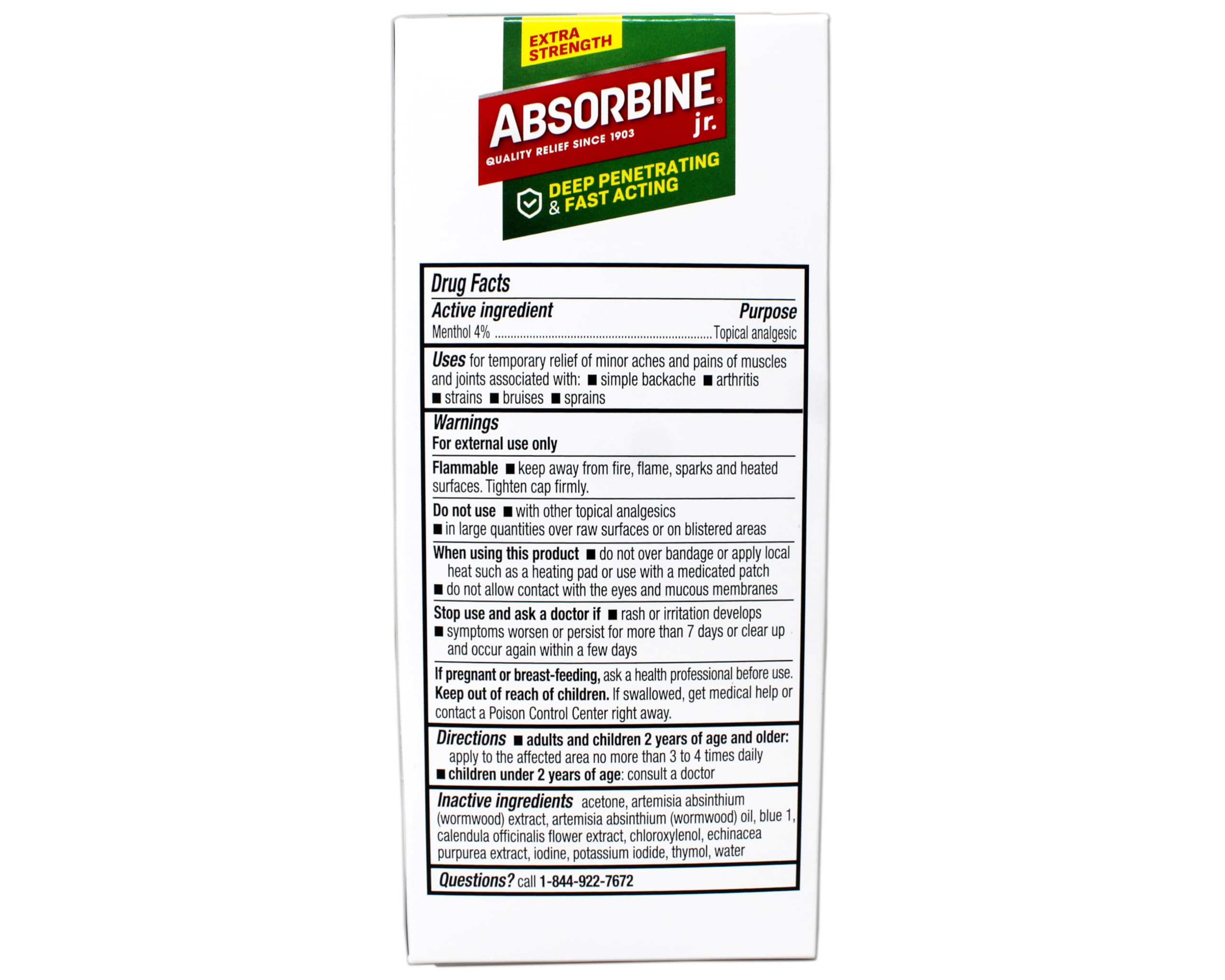 ABSORBINE JR. Extra Strength Pain Relieving Liquid, for Muscle, Joints, Arthritis Pain, with No-Mess Applicator, 4 Oz (Pack of 3) ABSORBINE JR. Au supplements