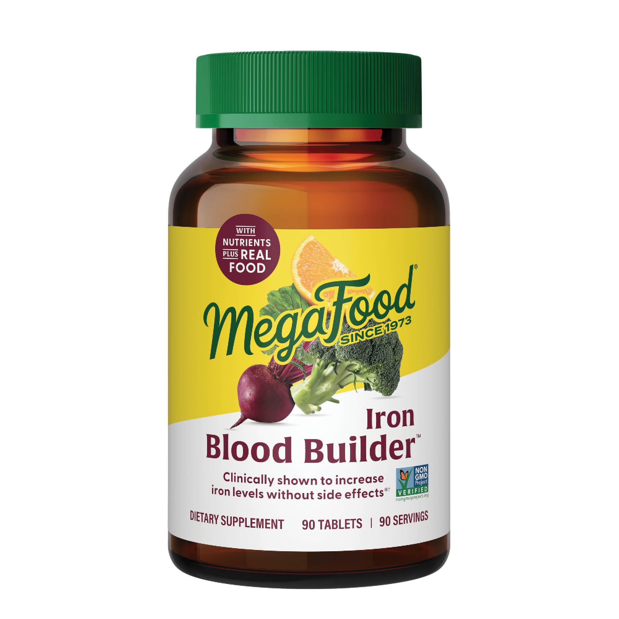MegaFood Blood Builder Iron Supplement for Women & Men - Increase Iron Levels Without Side Effects - Combats Fatigue - with Vitamin B12, Folic Acid