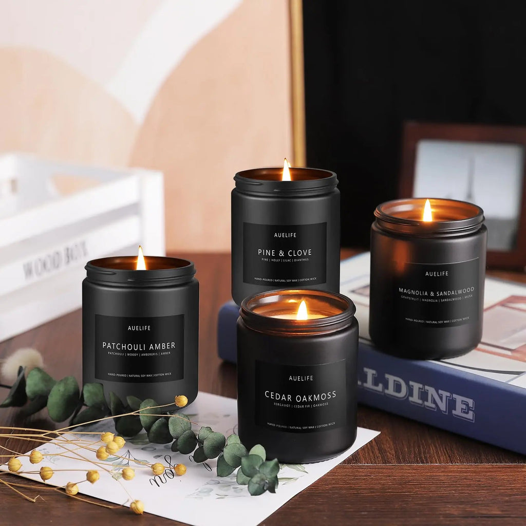 Scented Candles Set | Men Candles Set, Candles for Men Scented Candles for Home - 4 Pack Candles Scents Auelife Au supplements
