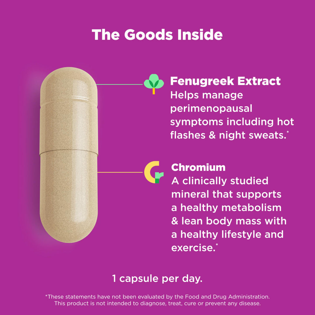 OLLY Balanced Perimeno Capsules, Supports Hormonal Balance, Mood & Metabolism During Perimenopause,* Fenugreek Extract, Chromium, 30 Day Supply - 30 Count OLLY Au supplements