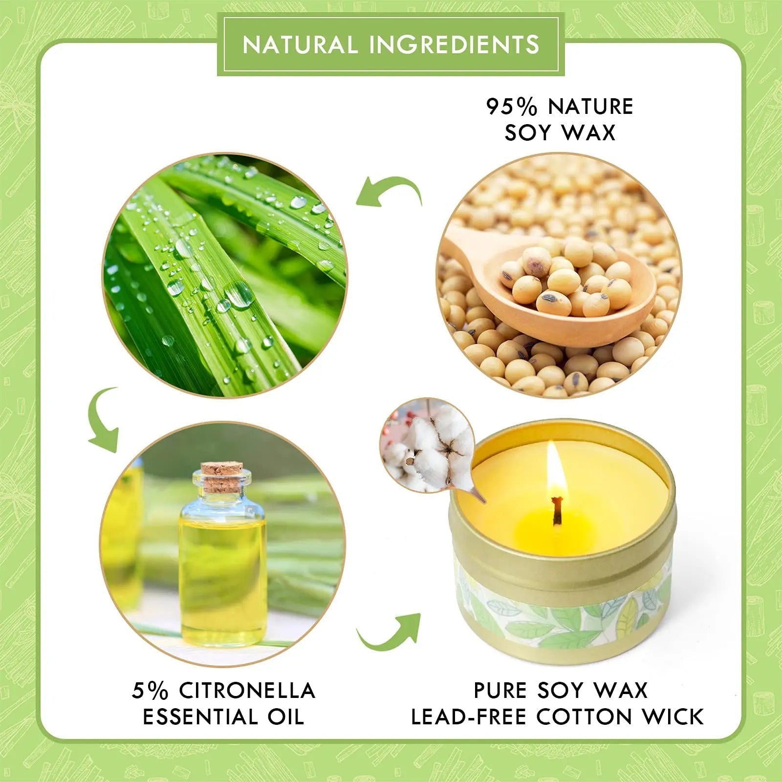 Citronella Candles Outdoor, Scented Candles, Summer Soy Wax Candles, Lemongrass Candles STRN Au supplements