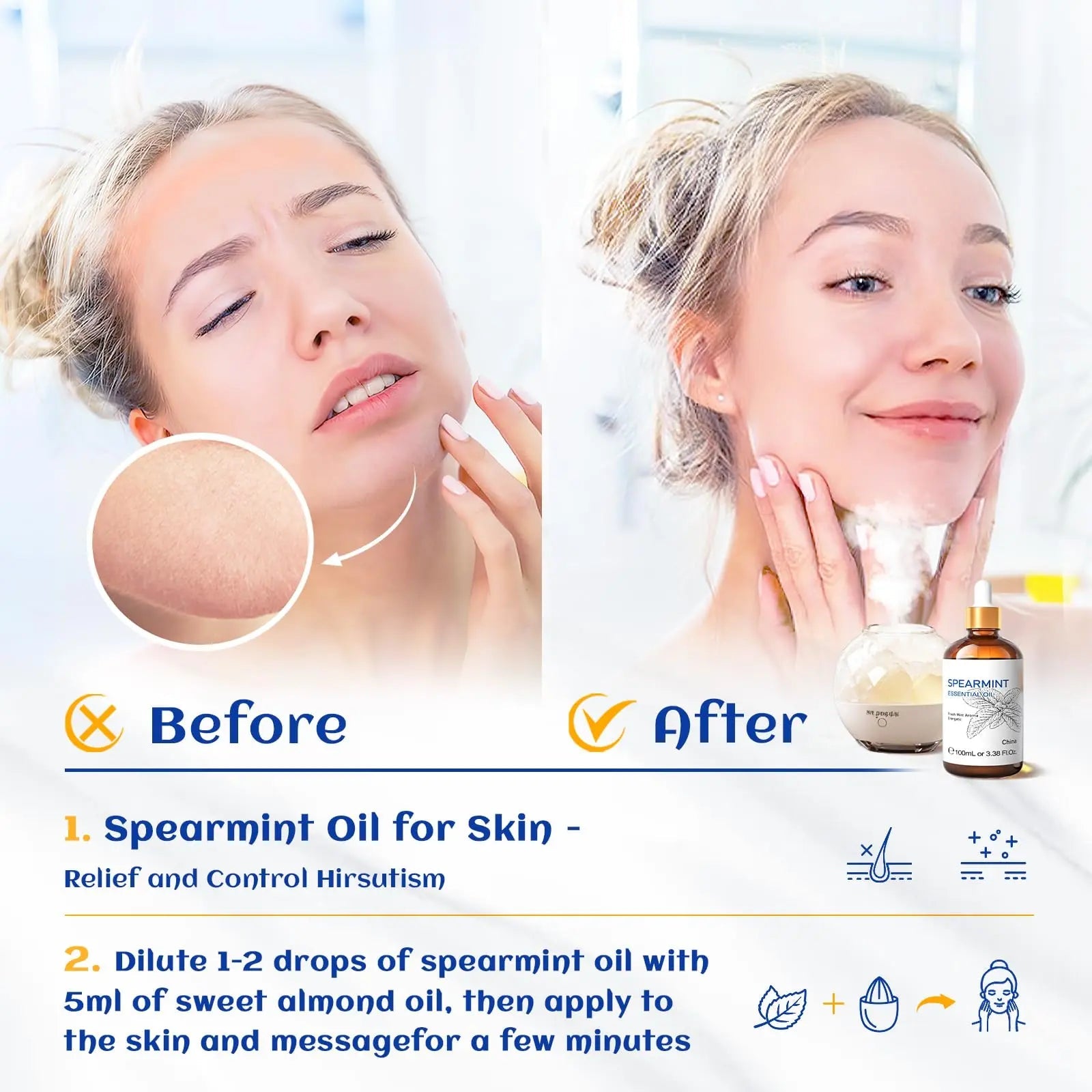 HIQILI 100ML Spearmint Essential Oil for Skin Care -100% Pure Treatment Grade - 3.38 Fl Oz. HIQILI Au supplements