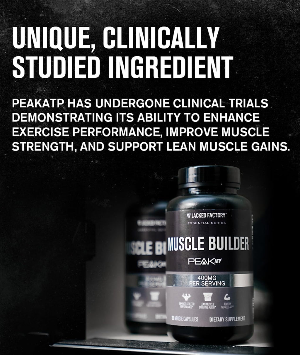 Jacked Factory Essentials Muscle Builder - ATP Muscle Builder for Men with Peak ATP to Support Muscle Gain, Enhance Athletic Performance, & Increase Strength - 30 Capsules Jacked Factory Au supplements