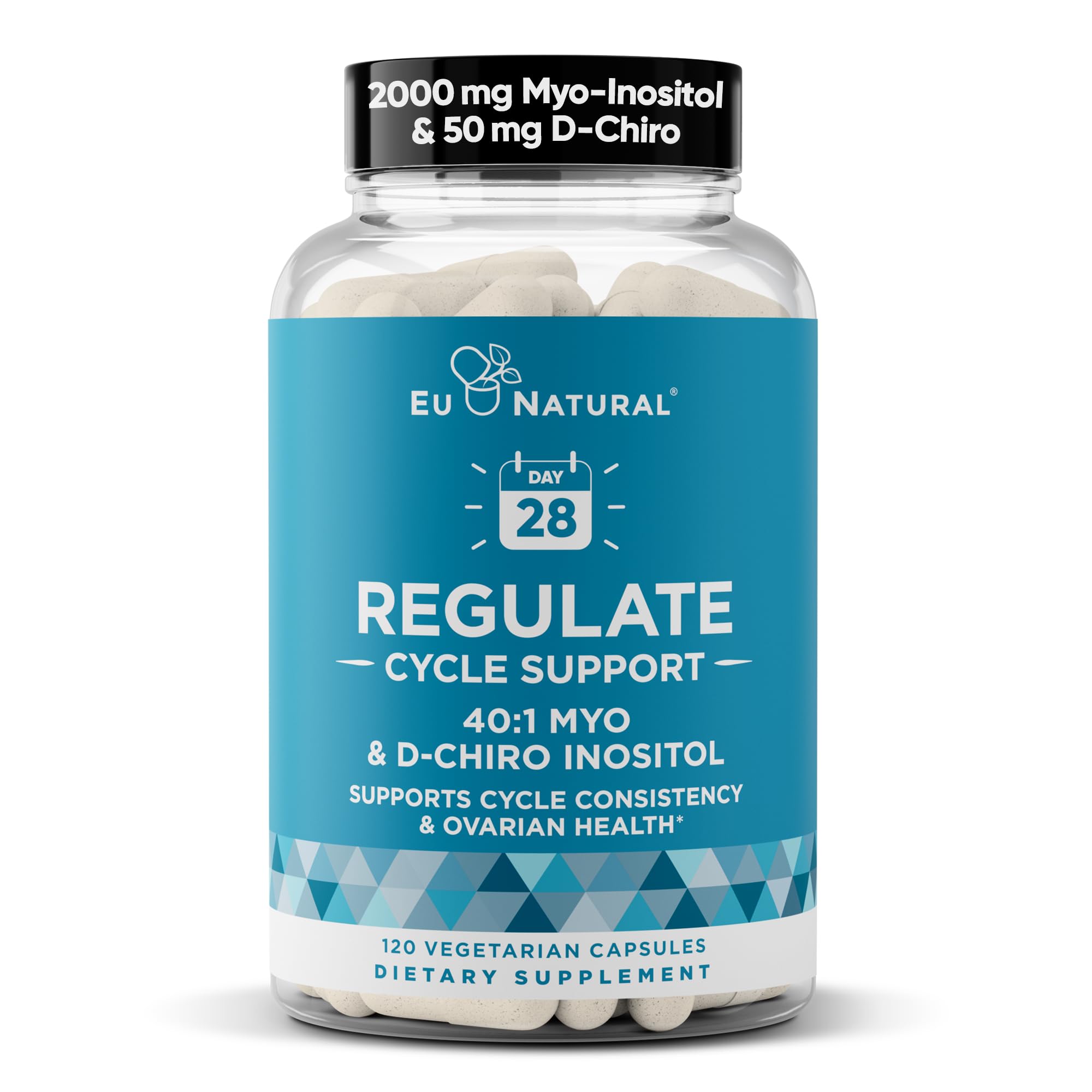 Regulate Cycle Support – Hormone Balance for Women at Optimal 40:1 Myo-Inositol 2000 mg & D-Chiro Inositol 50 mg – Supplement for Period Consistency, Menstrual & Ovulation Support – 120 Vegan Capsules Eu Natural Au supplements