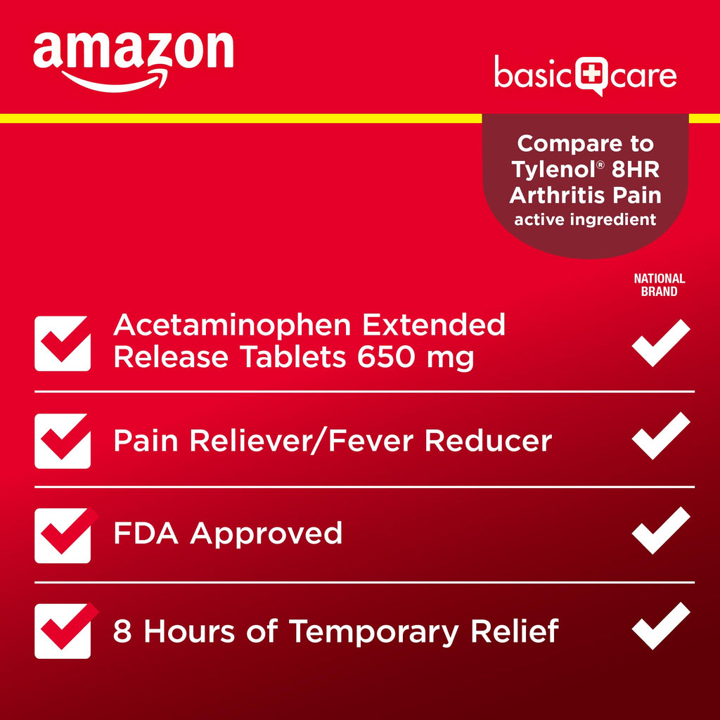 Amazon Basic Care Acetaminophen Extended-Release Tablets, 650 mg, Pain Reliever, Fever Reducer, Arthritis Pain, Headache, Backache, Menstrual Pain, 400 Count Amazon Basic Care Au supplements