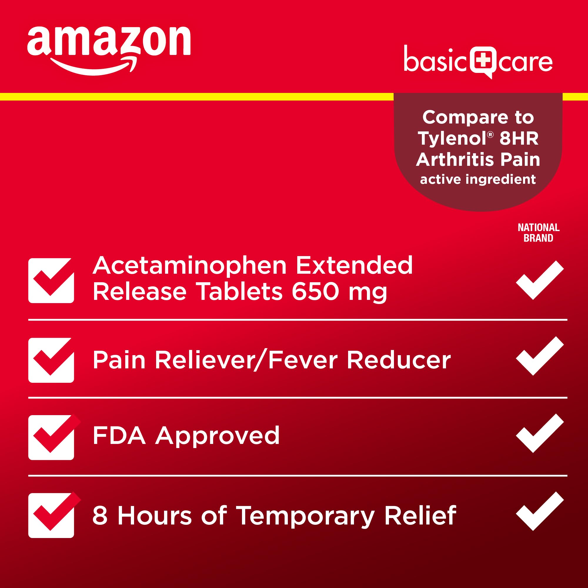 Amazon Basic Care Acetaminophen Extended-Release Tablets, 650 mg, Pain Reliever, Fever Reducer, Arthritis Pain, Headache, Backache, Menstrual Pain, 400 Count Amazon Basic Care Au supplements