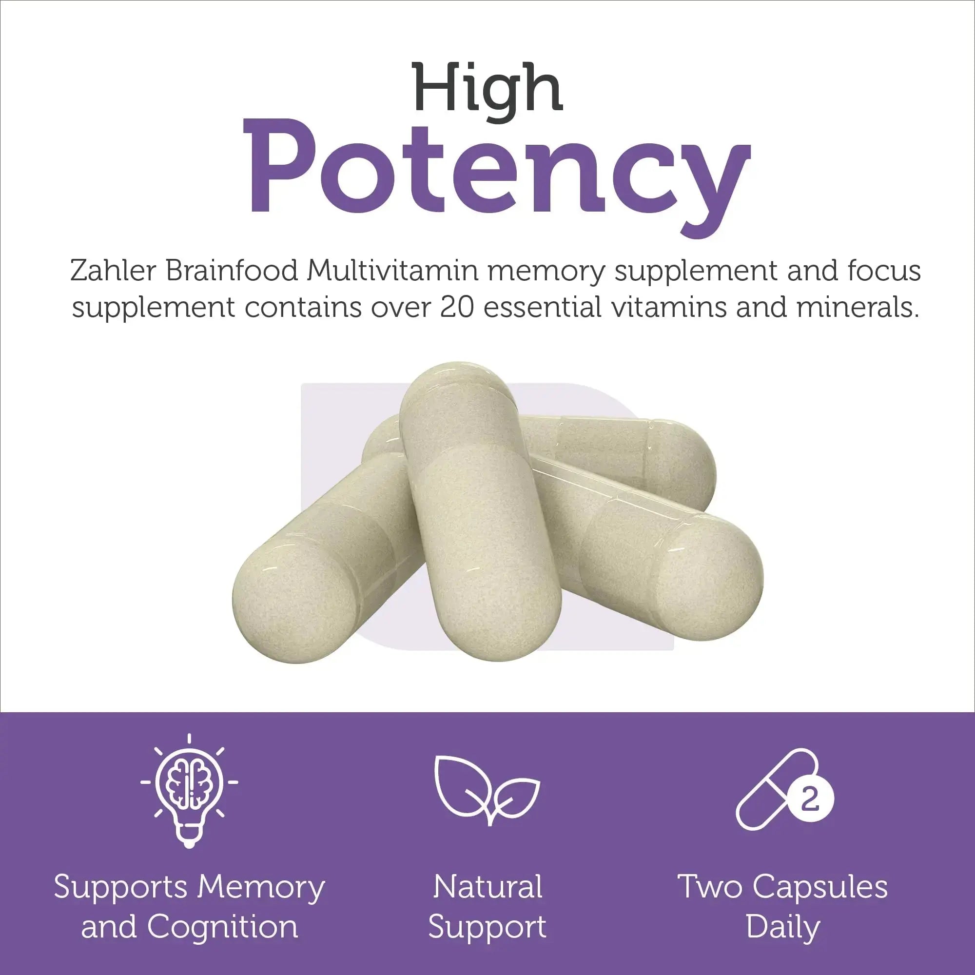 Zahler - Multivitamin Brain Supplement (60 Count) Kosher Brainfood Capsules for Adults with Neuro Factor & Lion's Mane Zahler Au supplements
