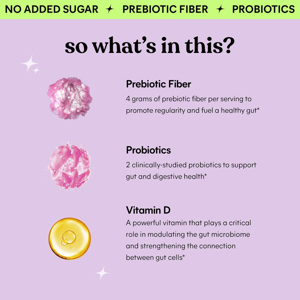 Lemme Fiber & Probiotic Gummies for Adults, Promotes Regularity & Digestive Health, No Sugar Added Strawberry Flavor, 4g Prebiotic Fiber & Clinically