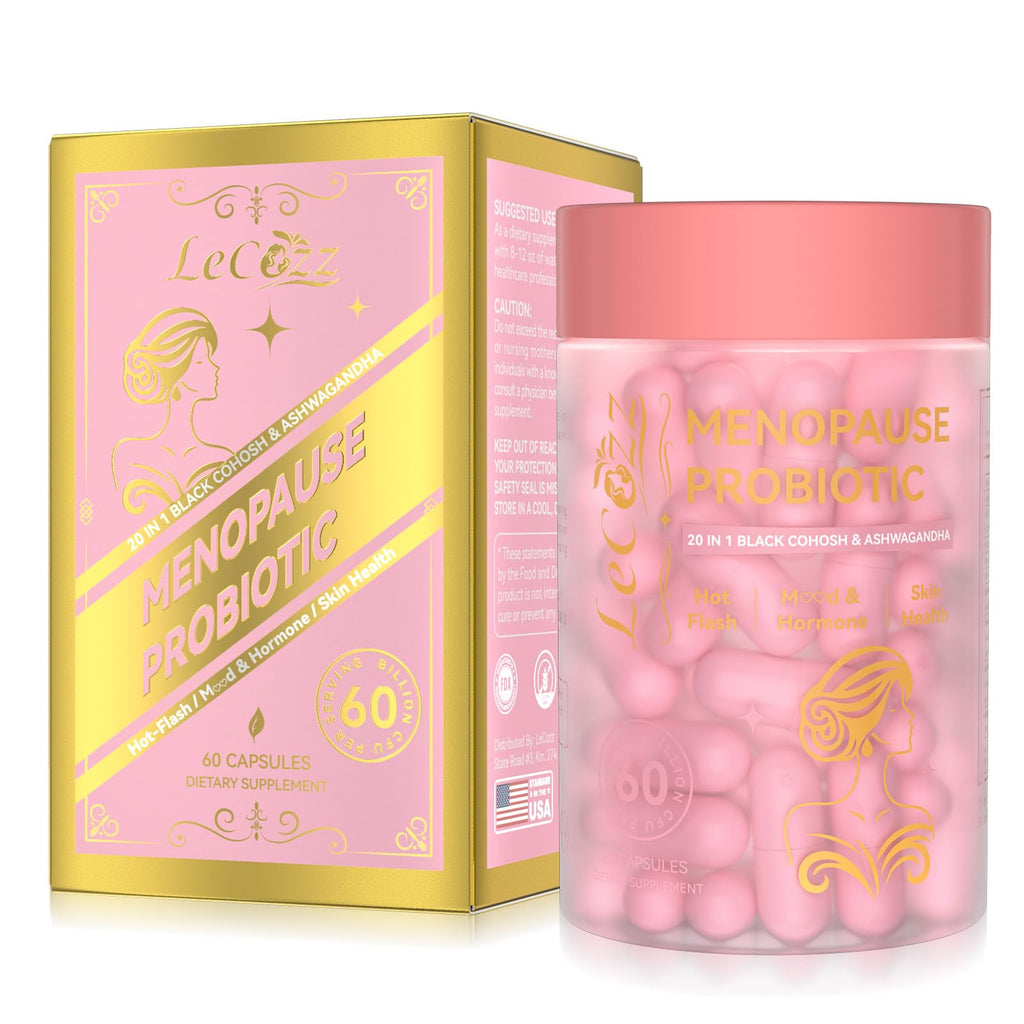 LeCozz Menopause Supplement for Women : Hormone-Free Probiotic with Black Cohosh & Ashwagandha Support for Hot Flashes Mood Balance & Skin Health 60 Capsules LeCozz Au supplements