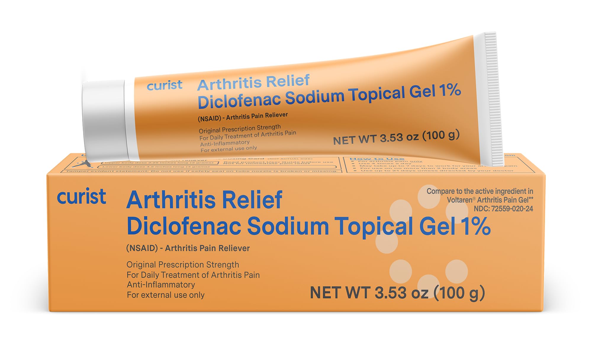 Curist Diclofenac Sodium Topical Gel 1 Percent 100g for Arthritis Pain - Joint Pain Relief for Hand Pain, Foot Pain, Knee Pain, Elbow Pain & Ankle Pain - 1% - 3.53oz Curist Au supplements